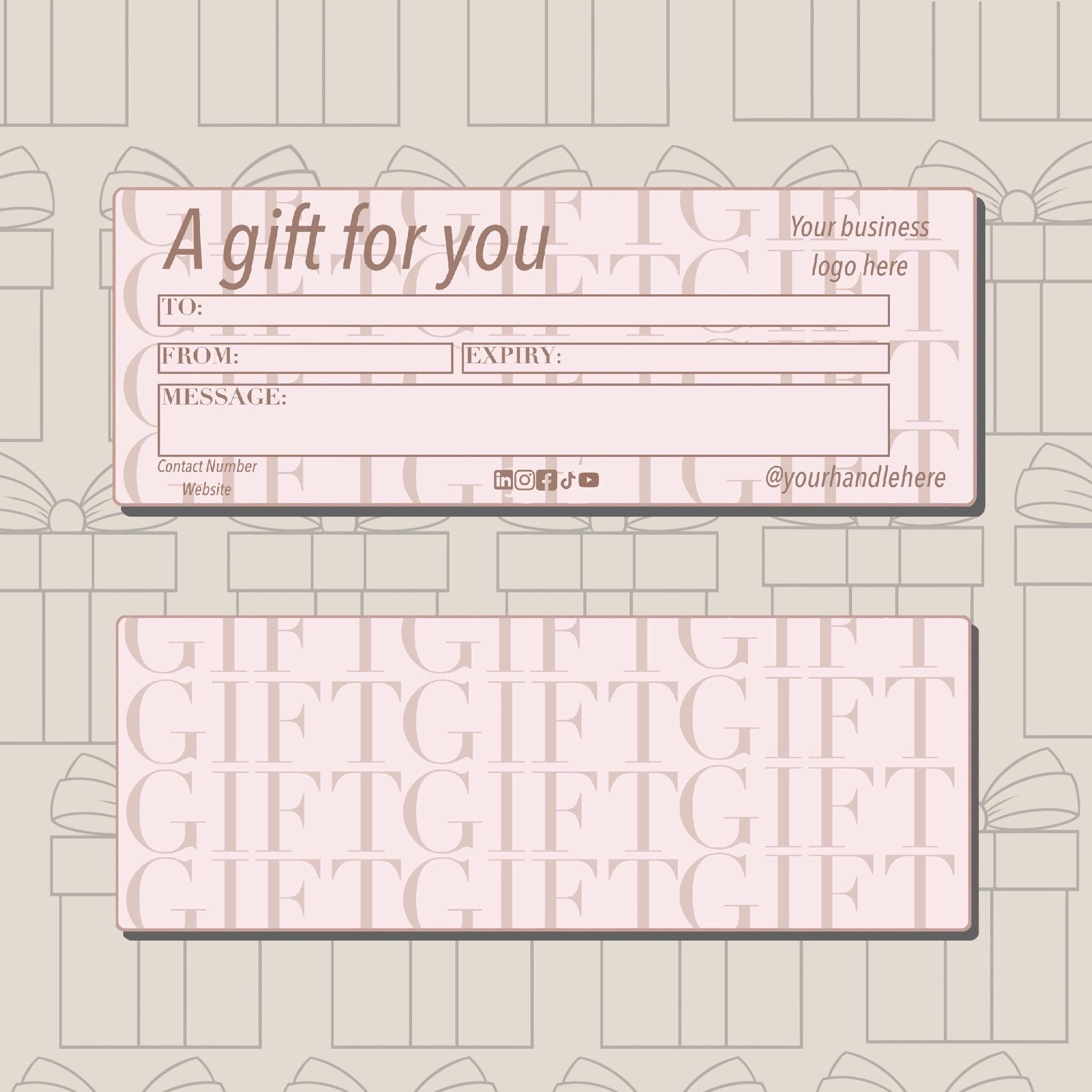 Gift Voucher Template/ Customisable / Perfect Gift