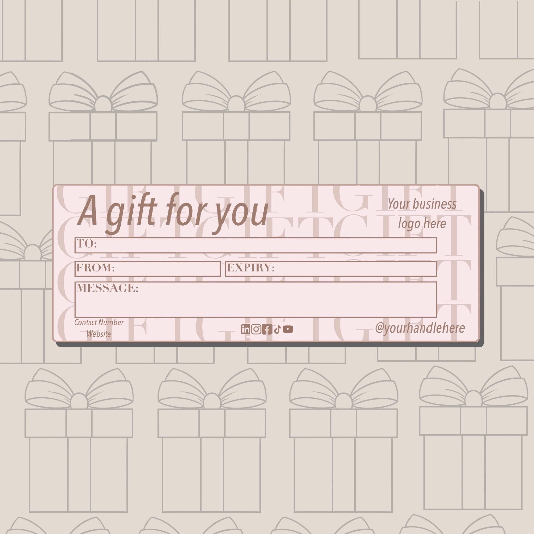 Gift Voucher Template/ Customisable / Perfect Gift