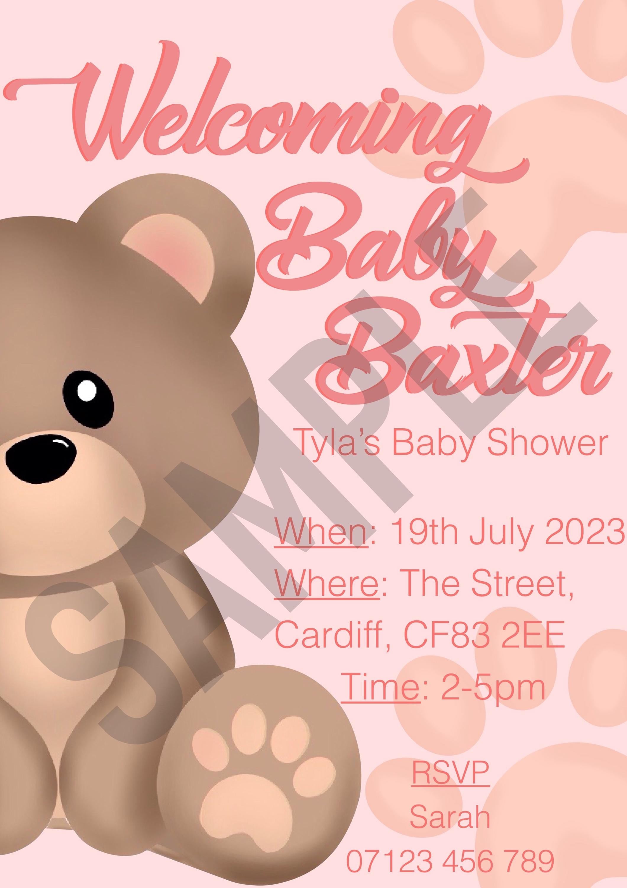 Digital Invitations - Baby Shower, Beary themed invitation.