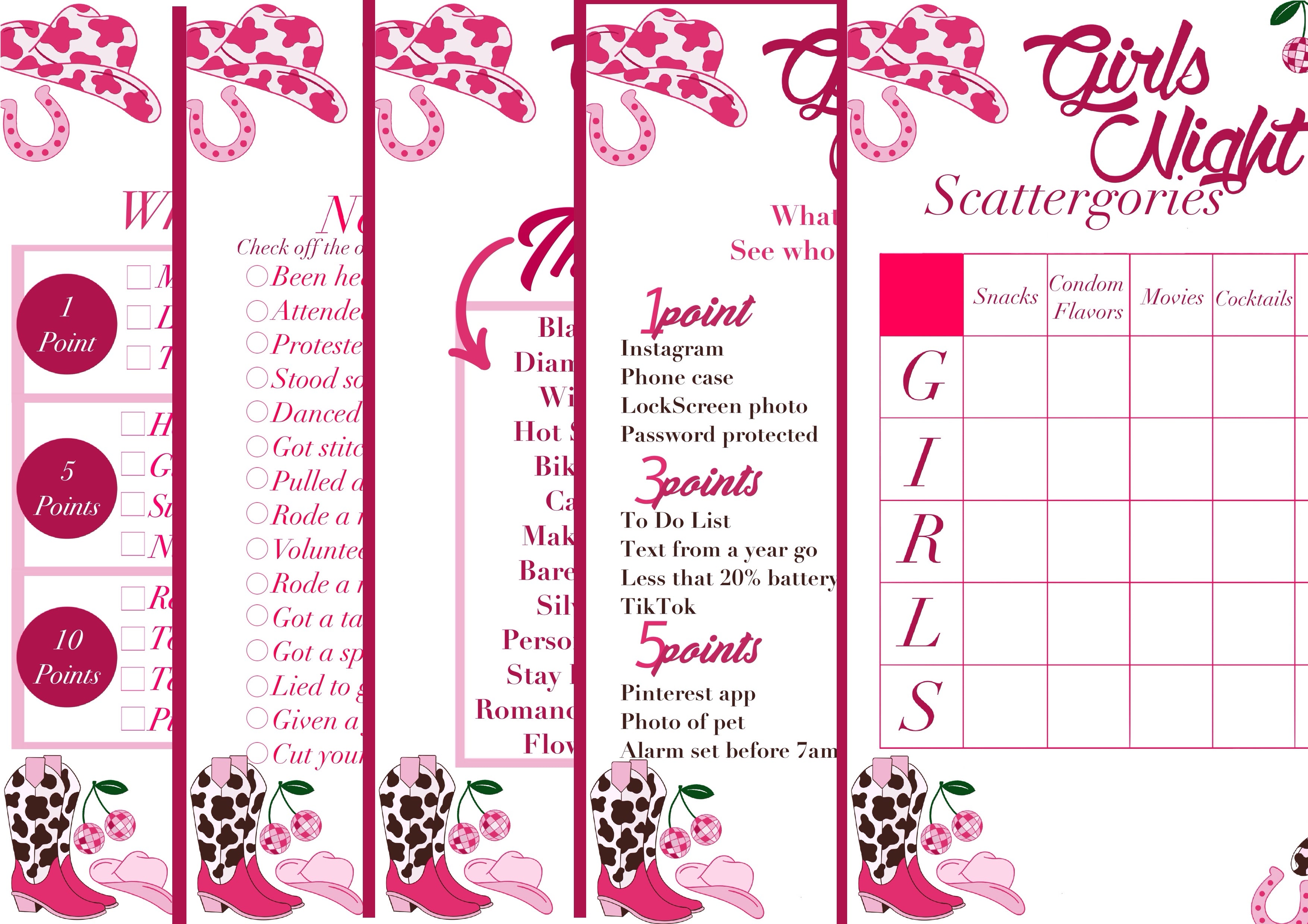 Girls Night in games pack | 18+ | Cowgirl themed | Digital download