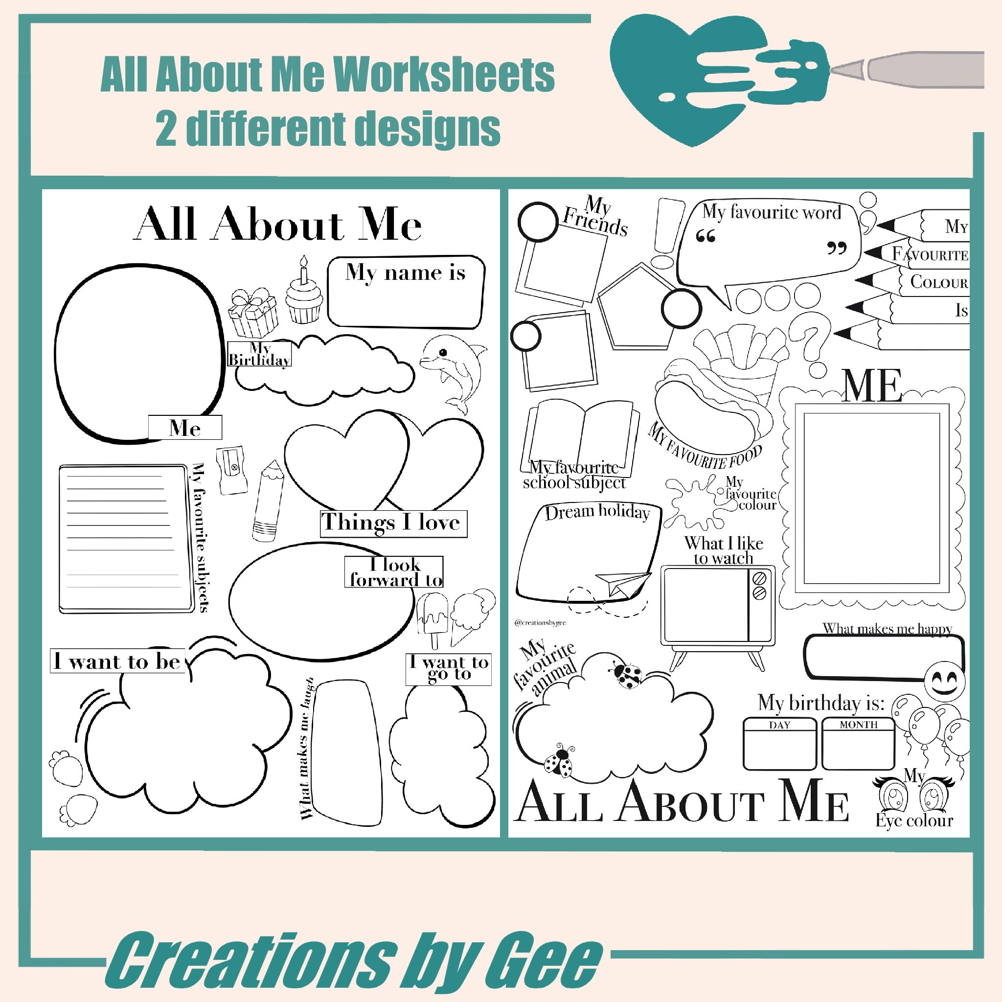 All About Me Printable Coloring Page | Fun PDF Download for Kids & Teens | Instant Download Activity Sheet | Back to School