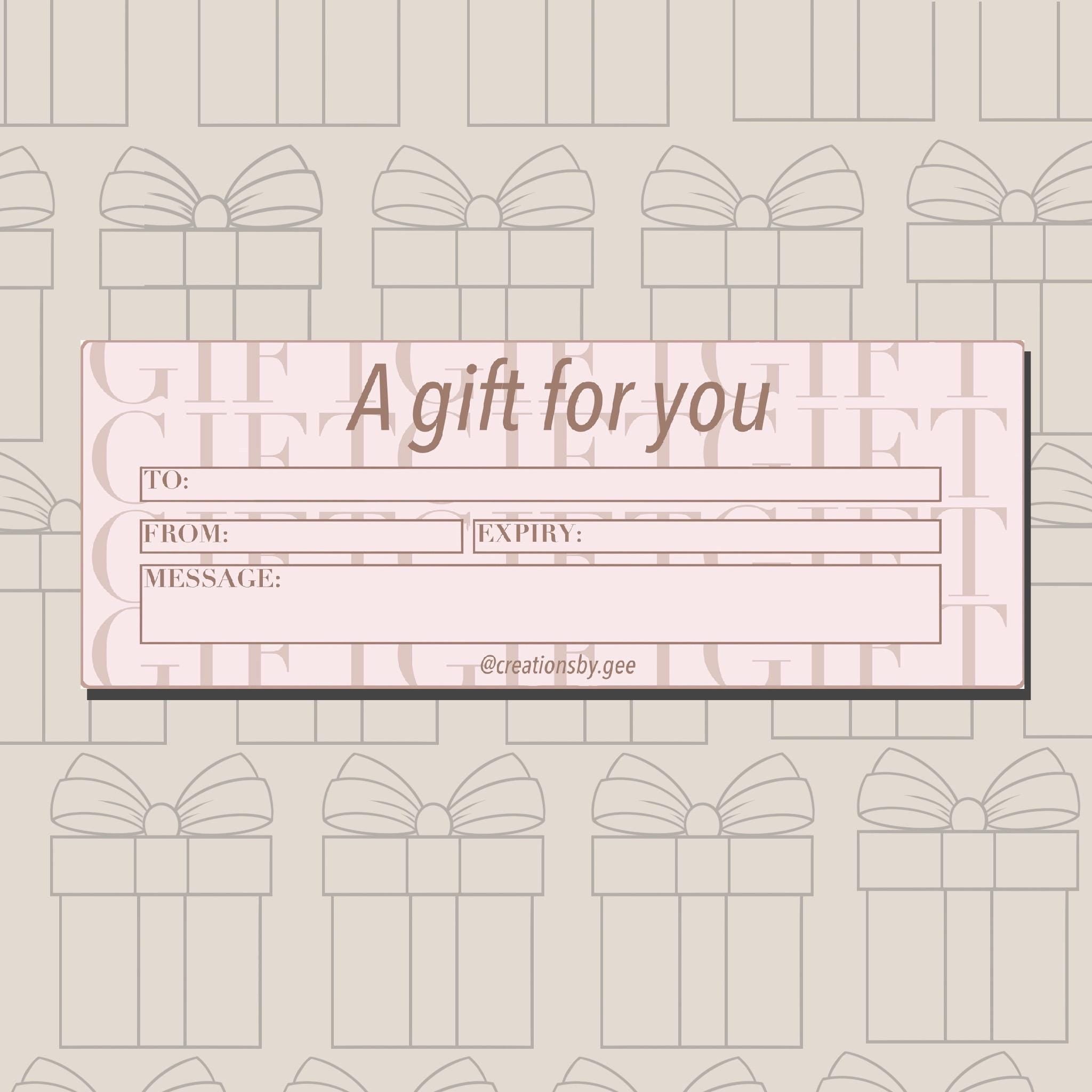 Gift Voucher Template/ Printable / Perfect Gift
