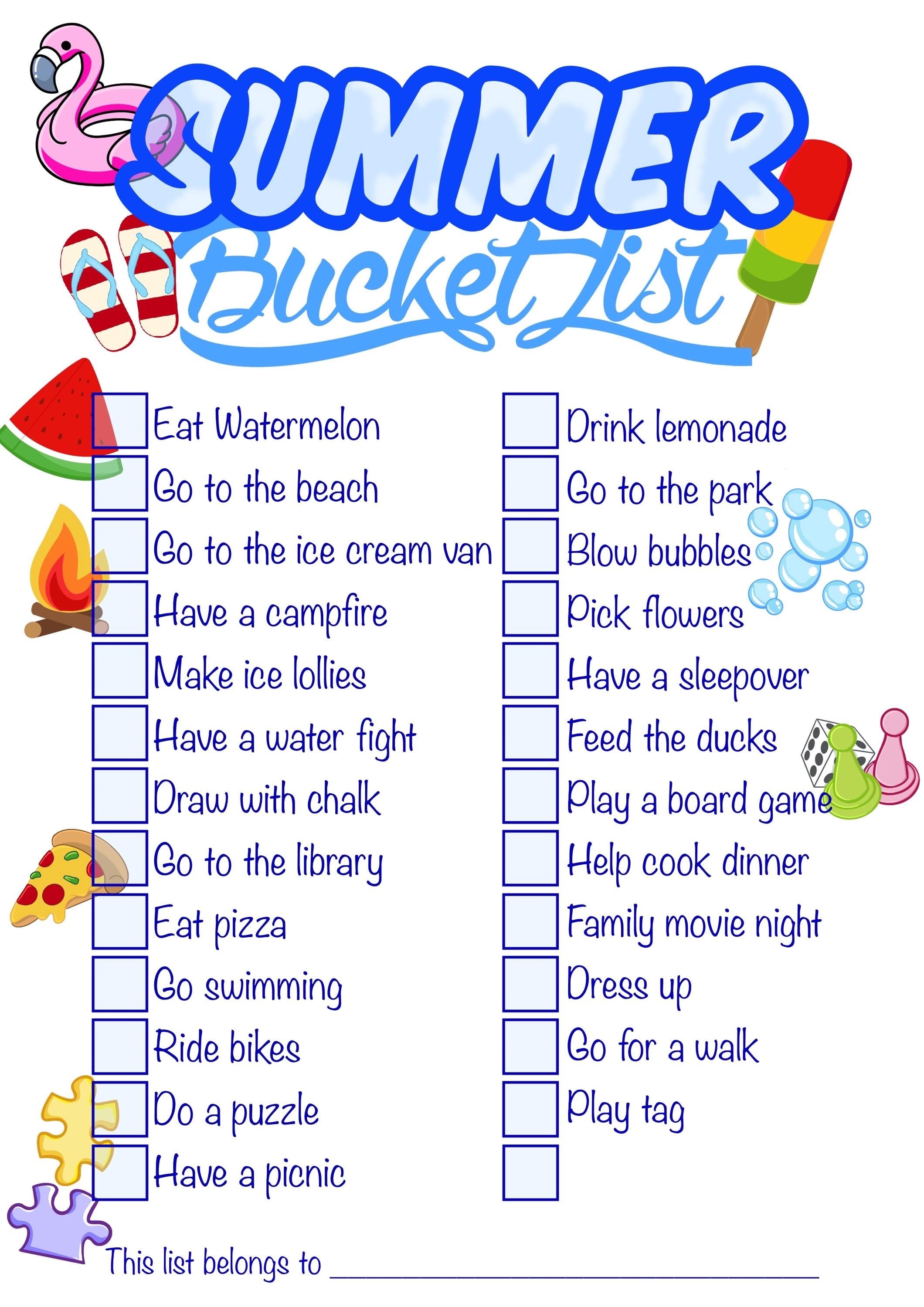 Summer Bucket List/ Children’s Activities/ Summer Games / Summer Activity/ Download