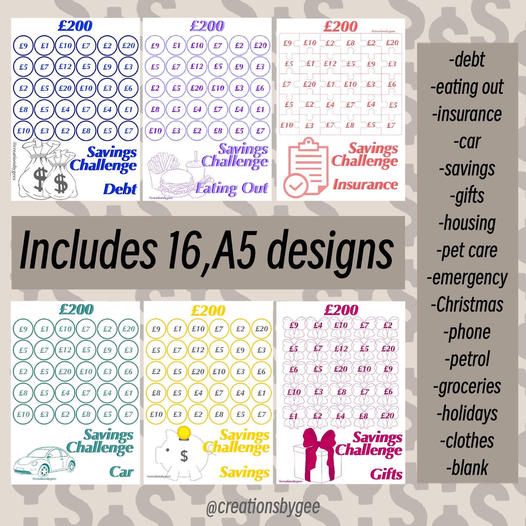savings challenges / digital downloads / A5 design / instant download.