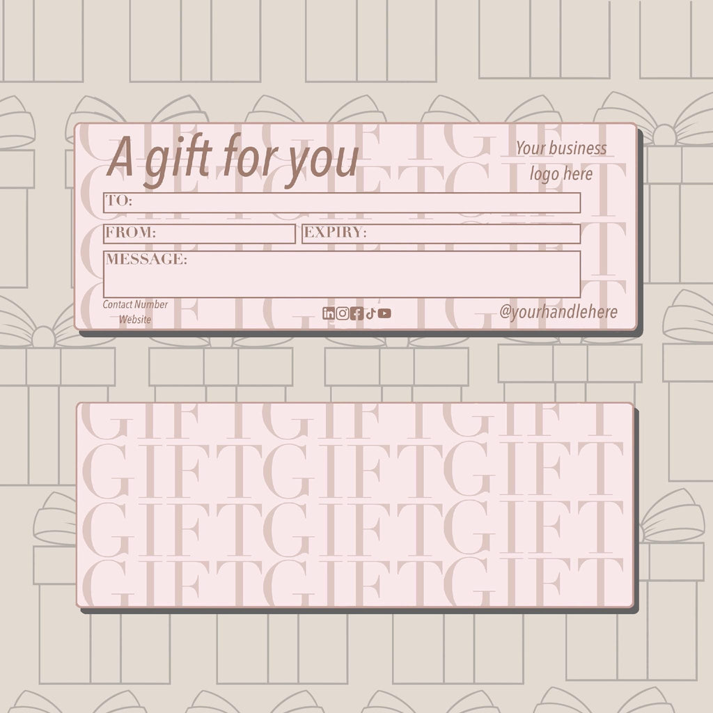 Gift Voucher Template/ Customisable / Perfect Gift