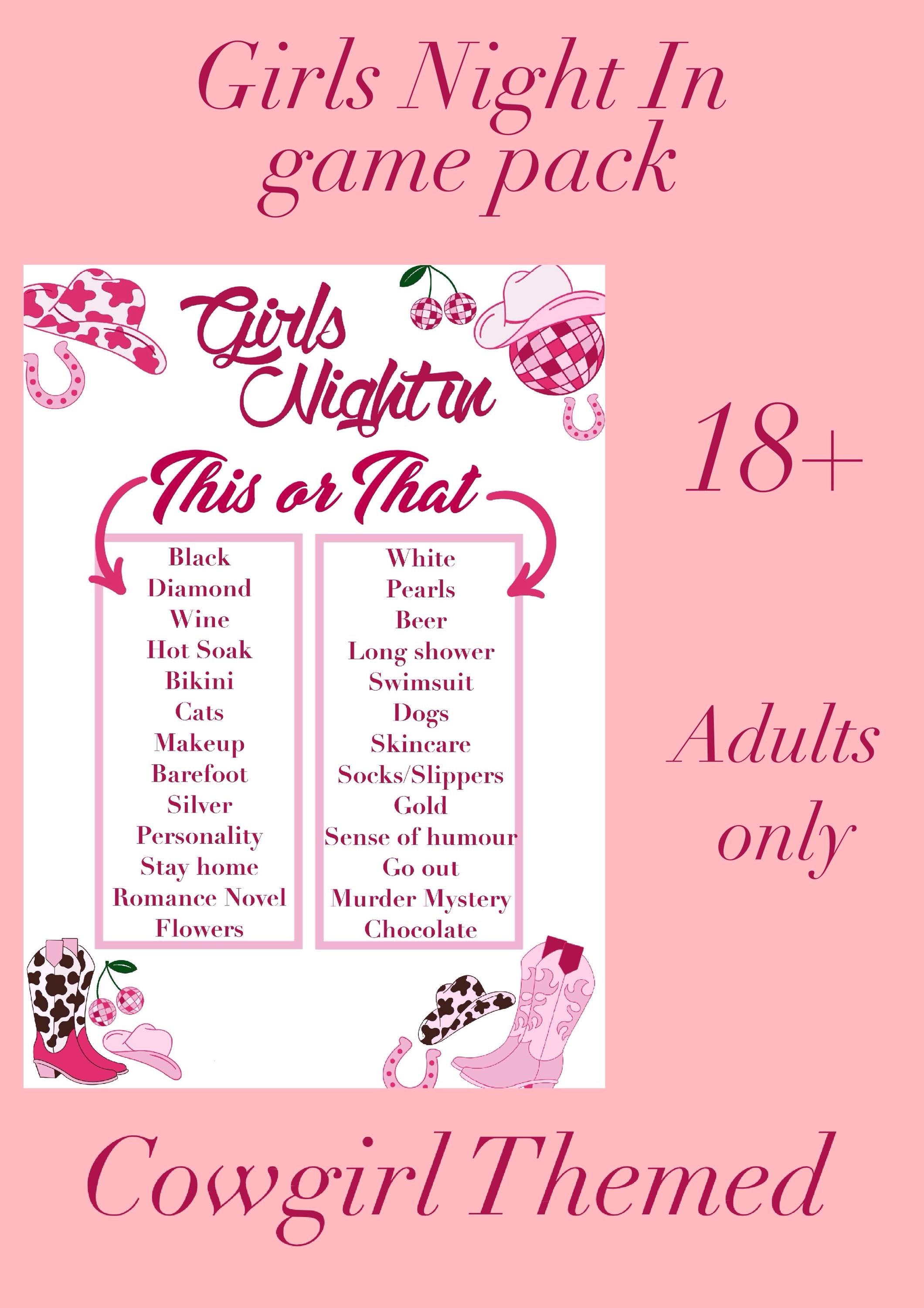 Girls Night in games pack | 18+ | Cowgirl themed | Digital download