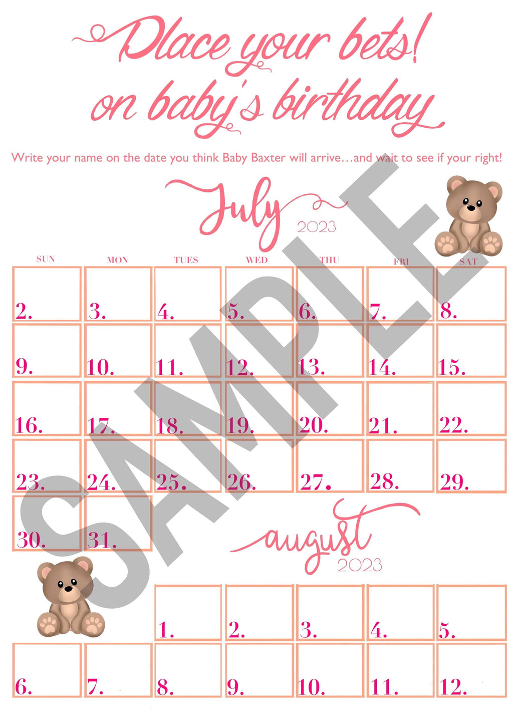 Bear Baby Shower Event Pack. ‘Beary’ Baby Shower themed designs.