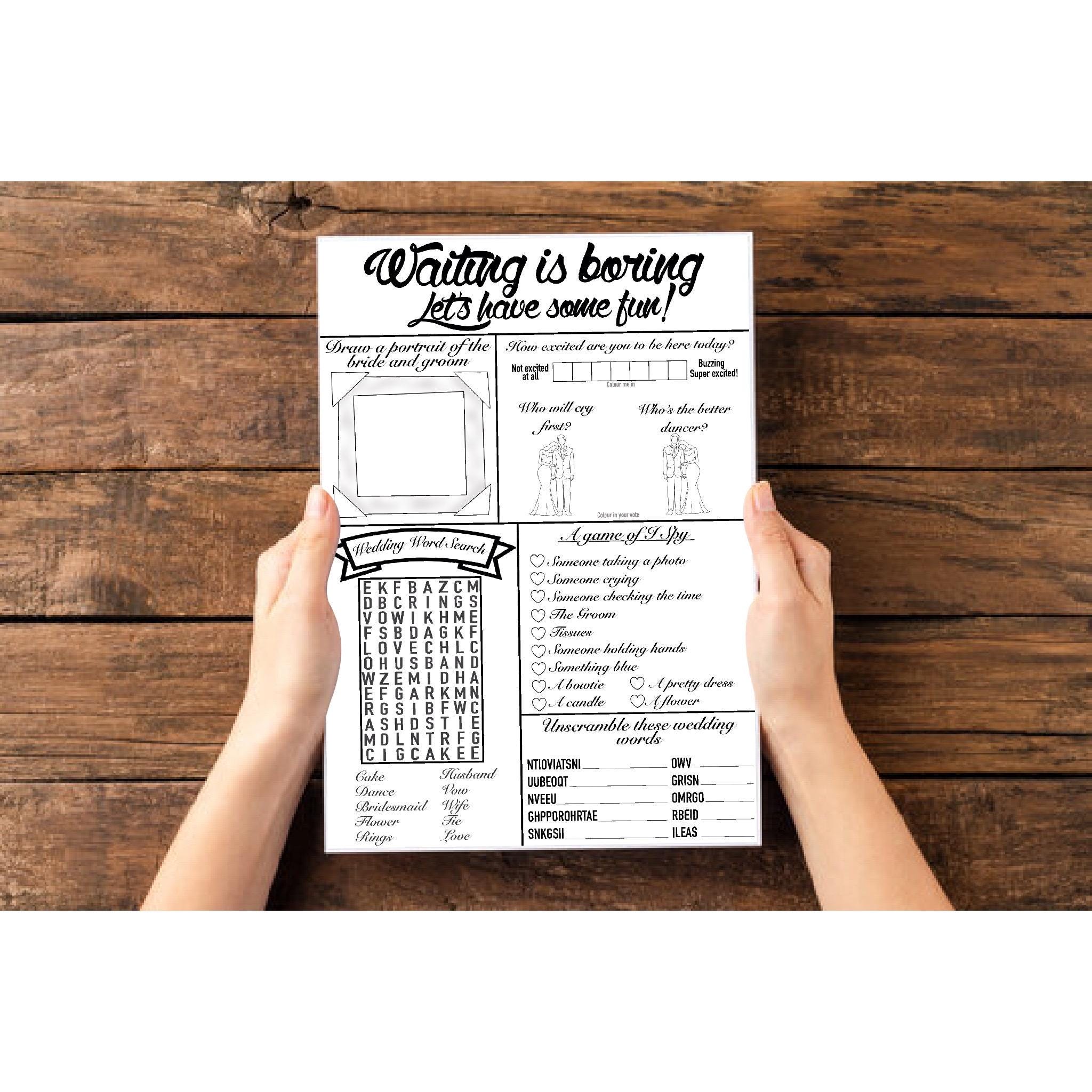 Wedding Game Pages / Instant Download/ Printable pages / Wedding Favors