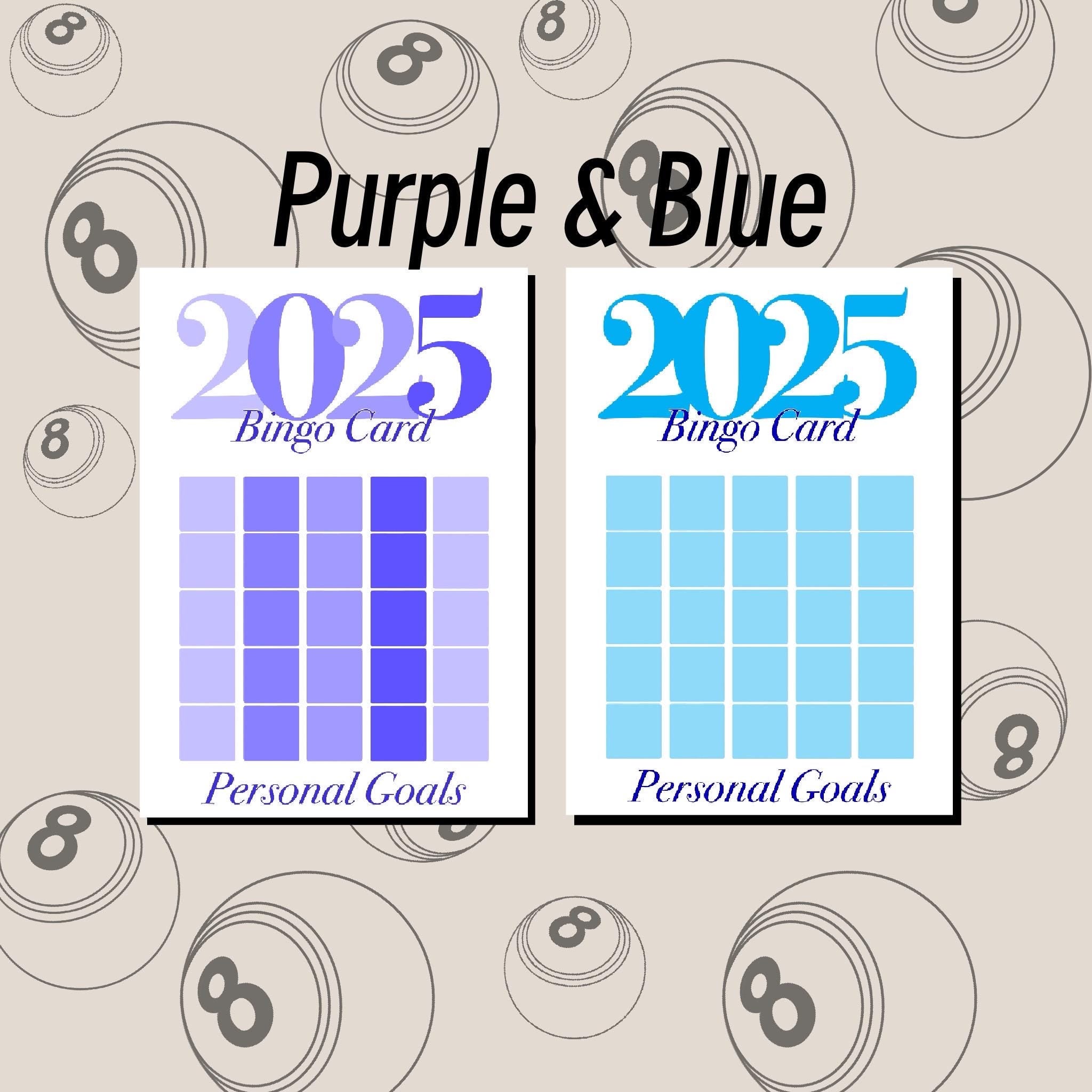 2025 Bingo cards / Personal goals / digital download