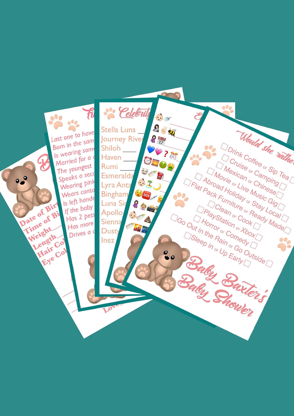 Bear Baby Shower Event Pack. ‘Beary’ Baby Shower themed designs.
